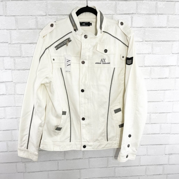 Armani Exchange Jackets & Blazers - Armani Exchange Off White Snap Front Military Style Jacket Women's Size XXL
